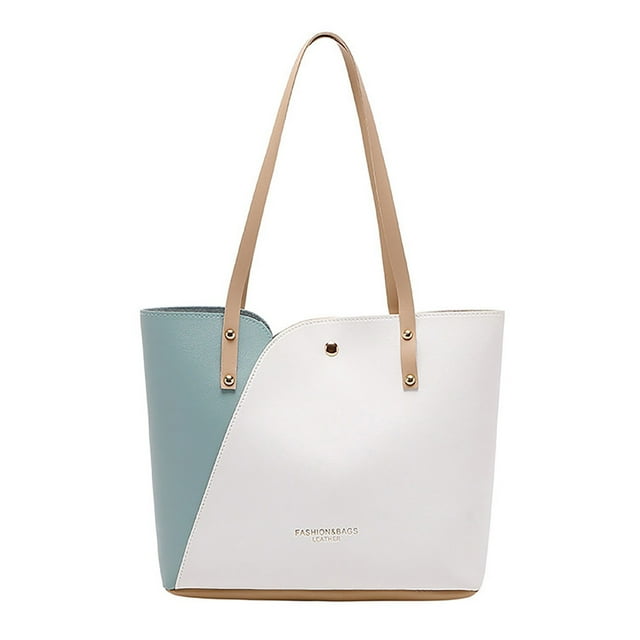 Two-Tone Shoulder Tote Bag