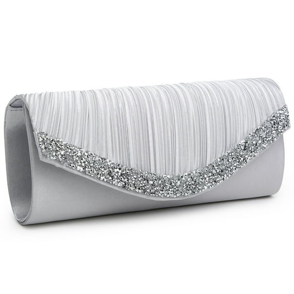 Dressy Crest Clutch – Silver