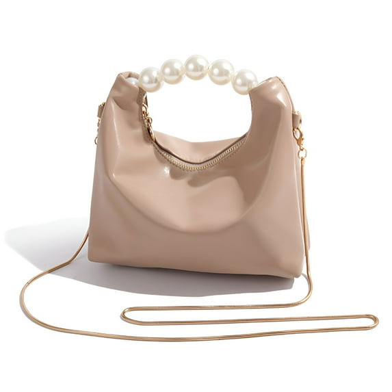 Pearl Handle Shoulder Bag – Beige
