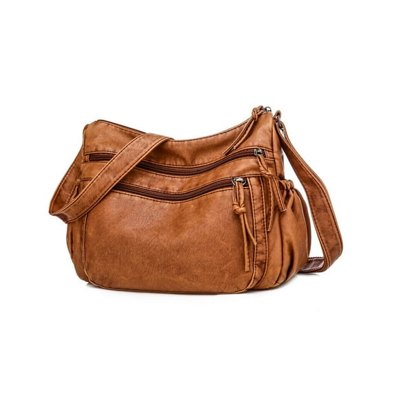 Multi-Zip Shoulder Bag – Brown