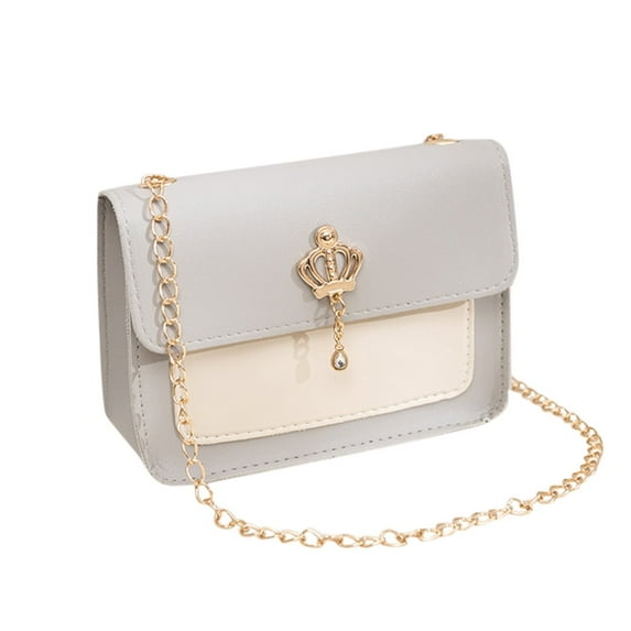 Crown Charm Mini Bag – Grey & Cream