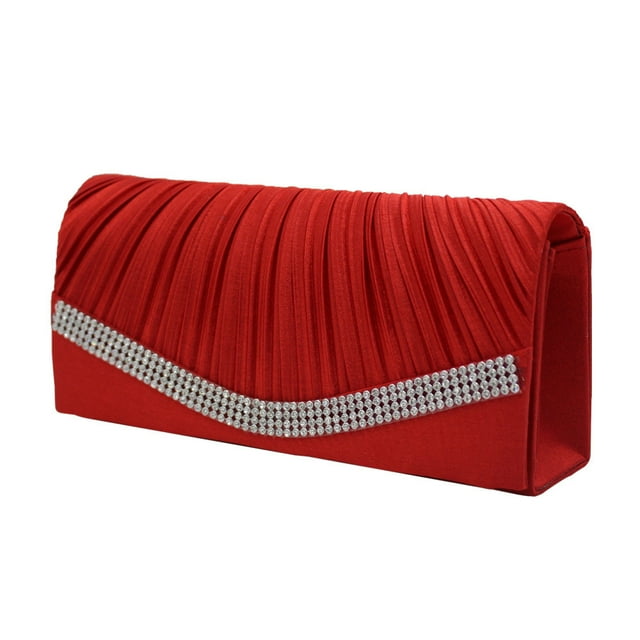 Red Pleated Clutch Bag